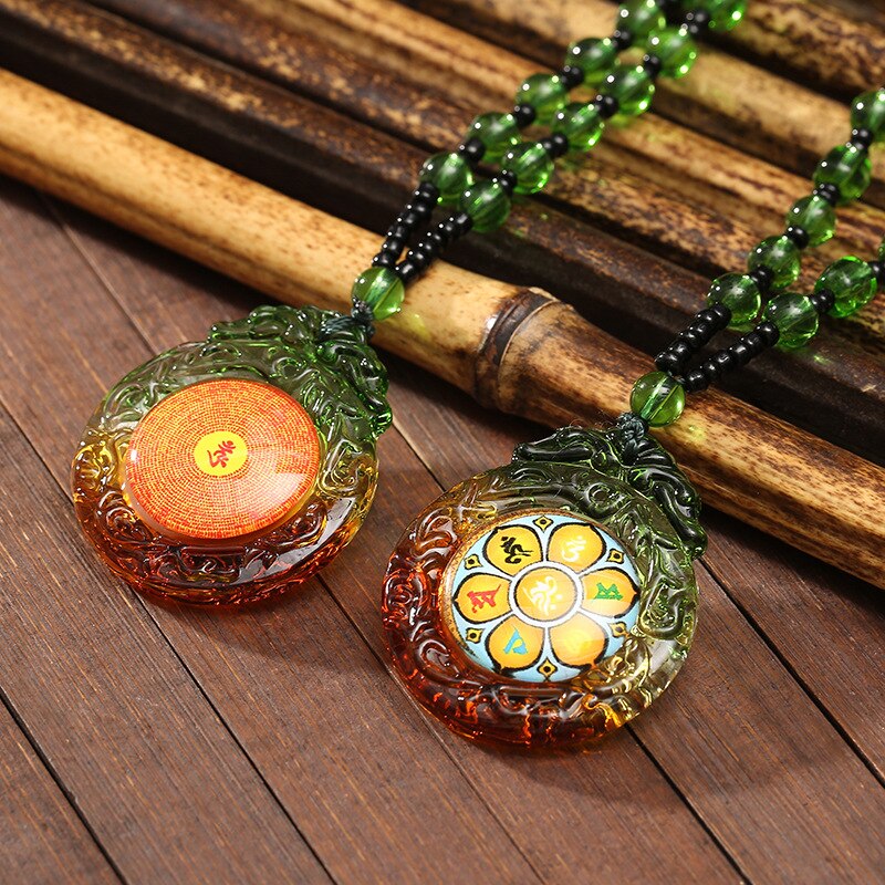Tibetan Pendant Buddhism Amulet Necklace Shurangama Mantra Talisman Lucky Wealth Necklace Jewelry Accessories: 1PCS   17