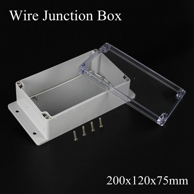 200x120x75mm ABS IP65 Waterproof Plastic Wire Junction Box With Mounted Distribution Clear Enclosure Transparent Project Case