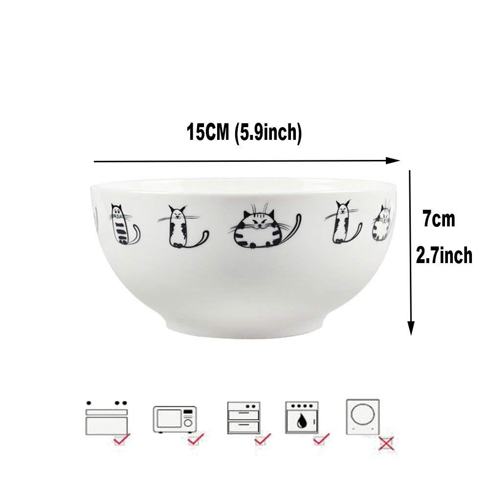 Bonjour Cute cerámica plato de gato taza tazón pequeños platos conjuntos de cena única plato postre bandeja bandeja de juego de platos y cubiertos Cocina: bowl
