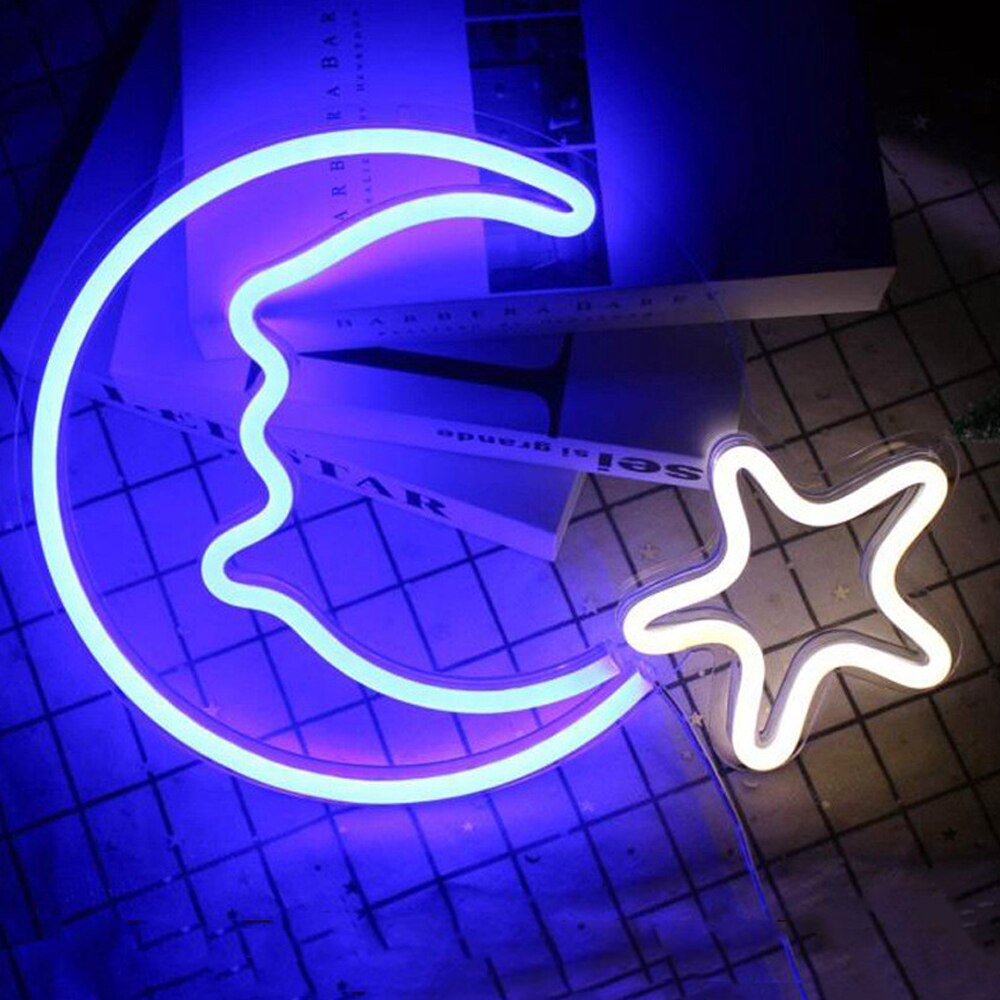 Lampe néon colorée LED, éclairage décoratif d'intérieur, USB alpaga, dauphin, étoile, nuage arc-en-ciel, fond Led, veilleuse