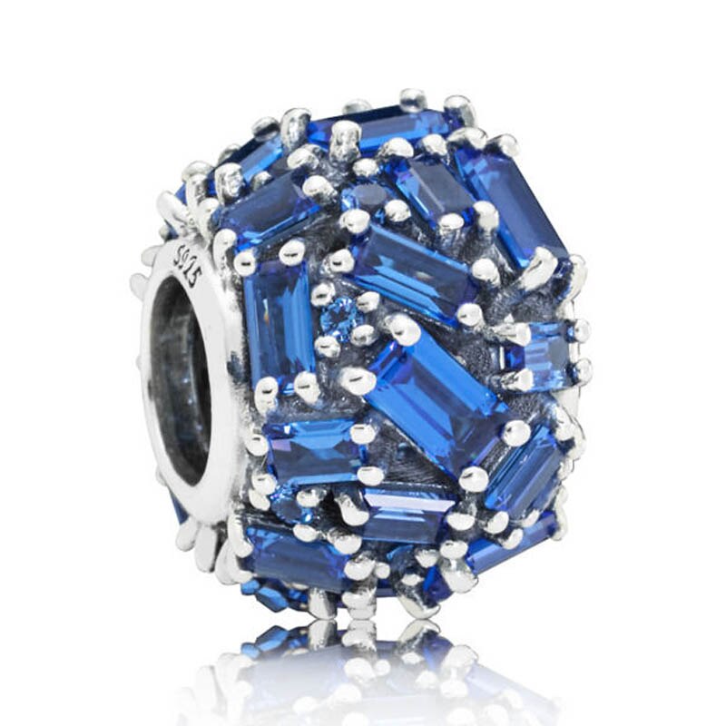 Mosaic Ball Blue & Clear Enchanted Chiselled Elegance Droplet Charm 925 Sterling Silver Beads Fit Bracelet DIY Jewelry: P-D-2223