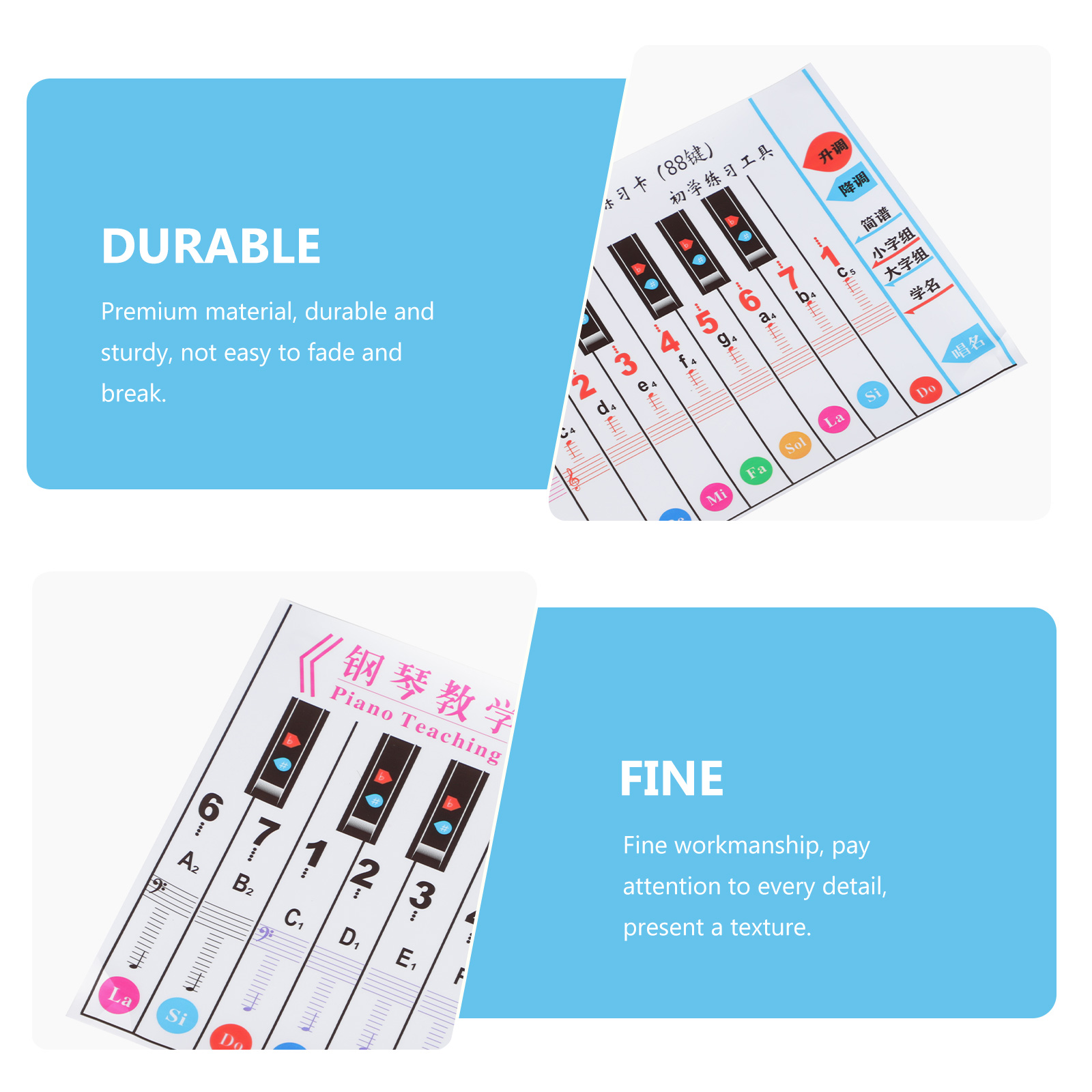 Portable 88 Key Piano Keyboard Fingering Practice Comparison Chart Paper