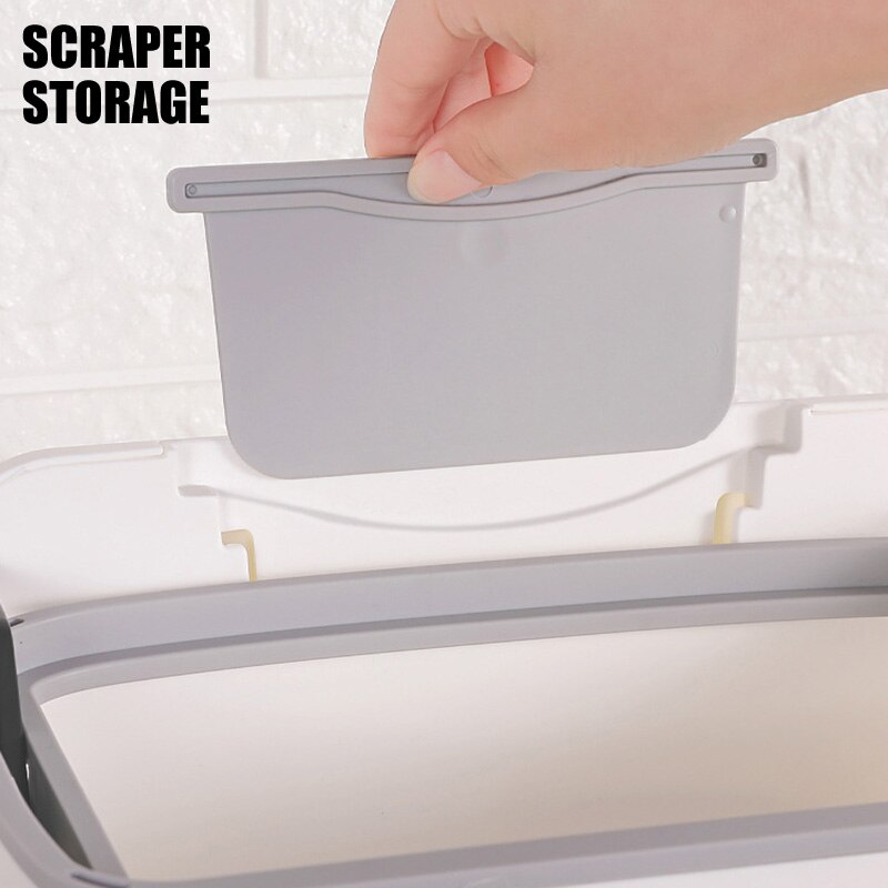 Hanging Trash Can for Kitchen Cabinet Door with Lid Wall Mounted Counter Waste Bin Plastic JDH88