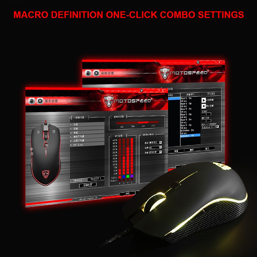 Motospeed V40 Gaming Mouse 4000DPI 6 Buttons USB Wired Optical LED Breathe Backlit Programmable Gamer Mice For Mini PC Laptop