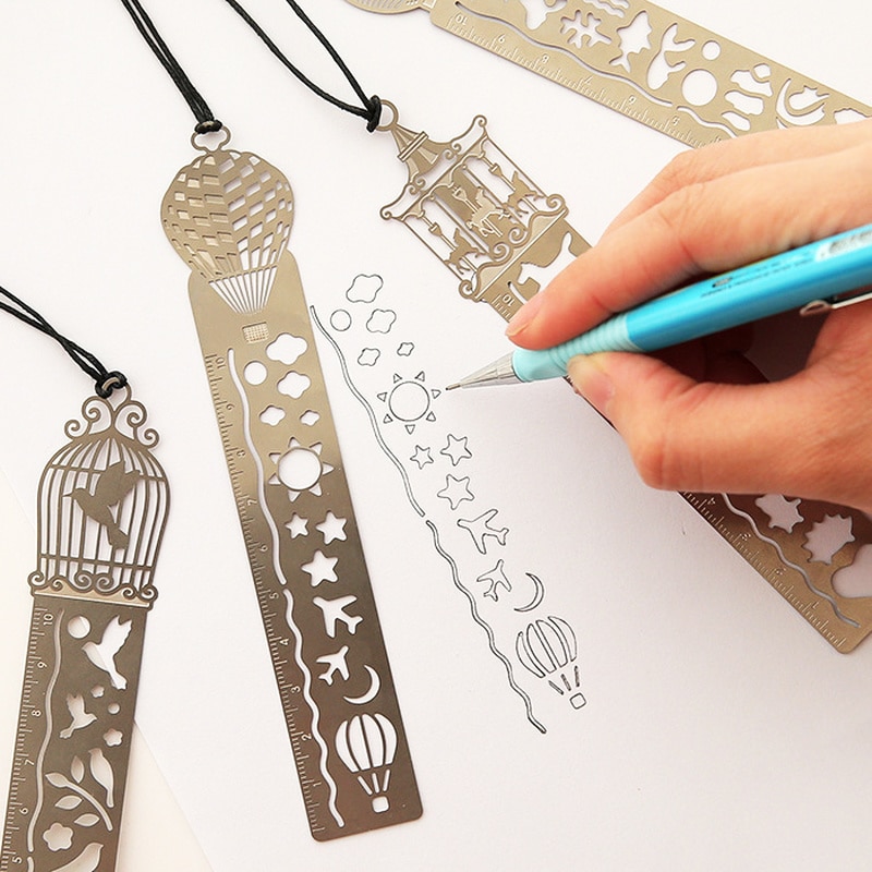 Leuke Kawaii Creatieve Paard Birdcage Holle Metalen Bladwijzer Heerser Voor Kinderen Student Schoolbenodigdheden 1Pcs