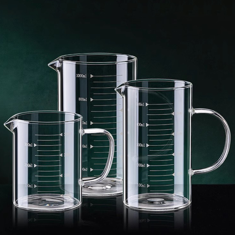 1pcs Glazen Maatbeker Met Handvat hittebestendig Laboratorium Beker Keuken Melk Koffie Maatbeker 250/350/500/1000ml