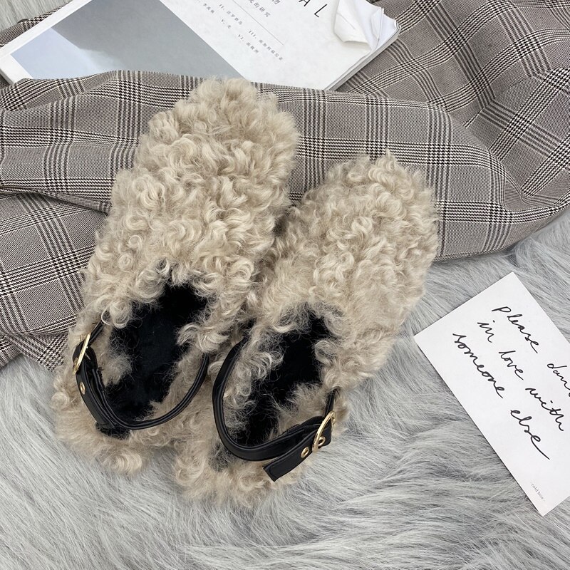 Koreaanse Schoenen Instappers Bont Ronde Neus Herfst Vrouwen Mocassins Casual Vrouwelijke Sneakers Flats Winter Herfst Jurk Muilezels