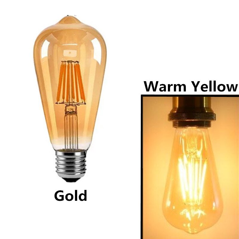 LED Edison Gloeilampen Gouden ST64 Dimbaar E27 B22 2W 4W 6W 8W 10W 12W 220V 110V 2700K 6000K 360 Graden Energielampen: Blauw / 9 stuks