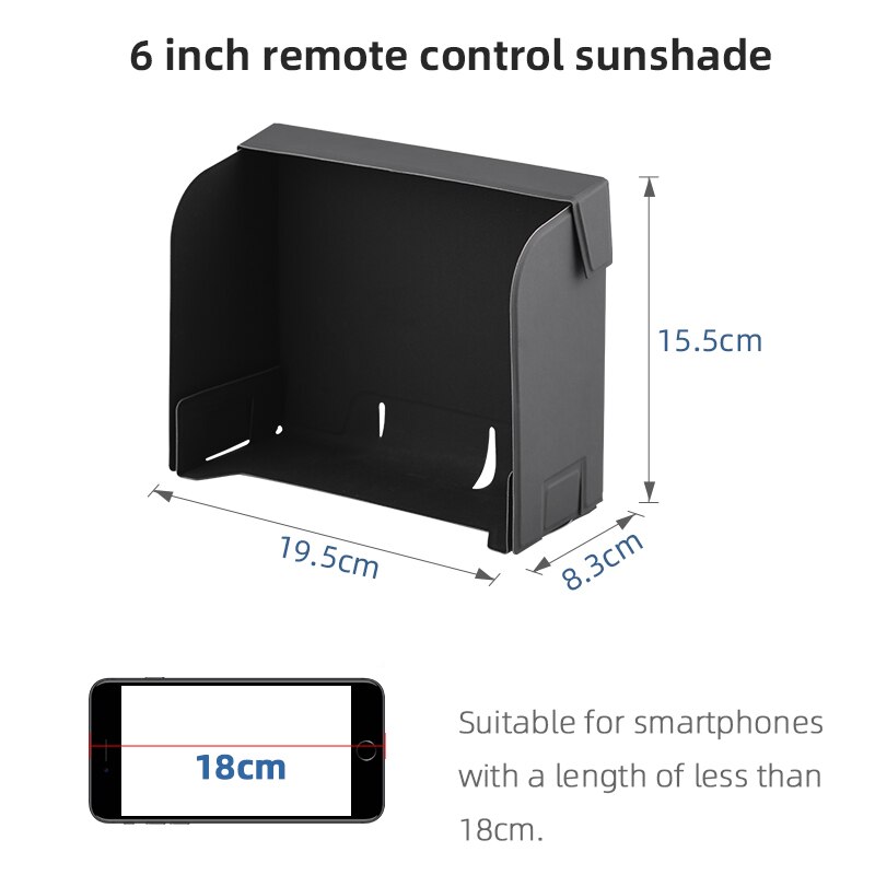 Pare-soleil pour tablette et téléphone, pour DJI AIR 2S/Mavic 3/Mini/2 Pro Zoom/Mavic Air 2/Spark // Mini 2/MINI 3 PRO, accessoire: 6inch phone hood