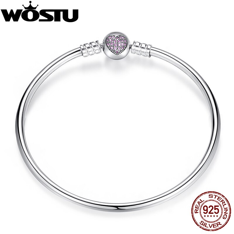 WOSTU Authentic 925 Sterling Silver Charm Bracelet 5 Style Beads Chain Women Bracelet Bangle Fit DIY Charm Fine Jewelry