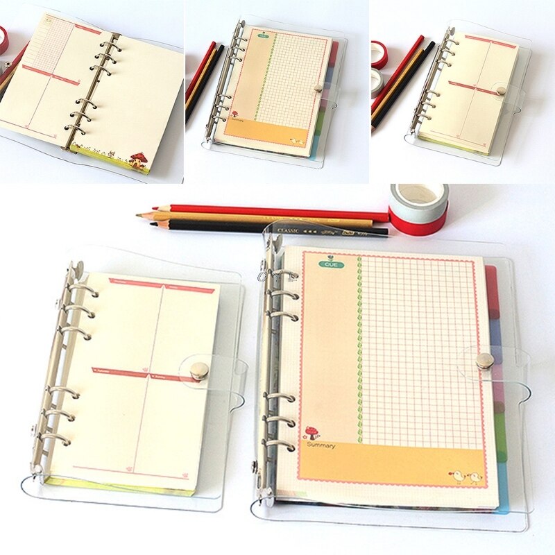 A5/A6/A7 PVC Notebook Notepad Sheet Shell Cover File Folder 6 Holes Binder DIY