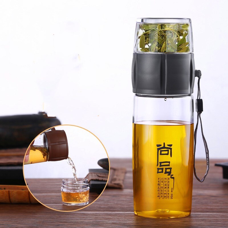 Botella de agua deportiva de plástico de 400ML, botella de infusión de té, tetera portátil de kungfú, colador de té chino para viajes al aire libre, gimnasio y Fitness