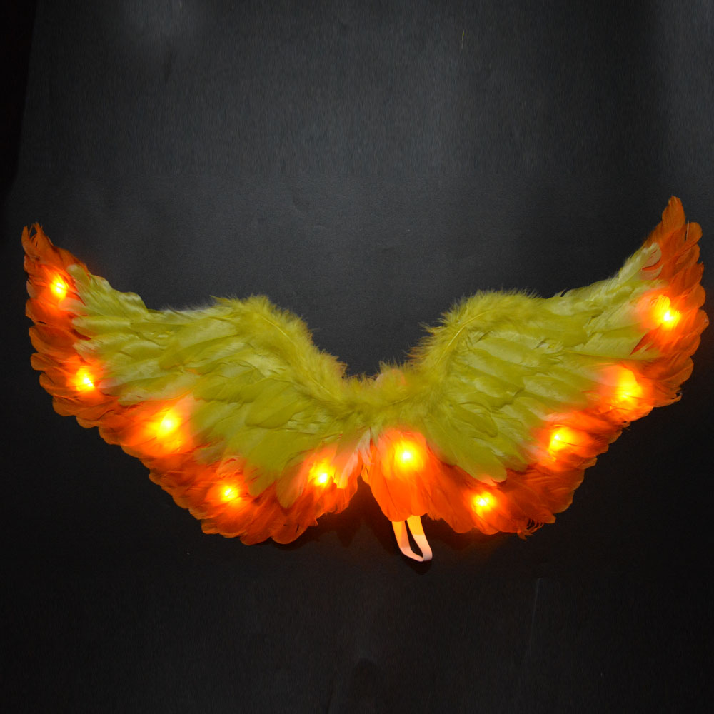 glühen hell hoch Gelb Orange Prinzessin Engel FederflüGel Leuchtende Kostümich Requisiten Party Mädchen Geburtstagsgeschenk Hochzeit Festival: Möglichkeit 3 / Grau