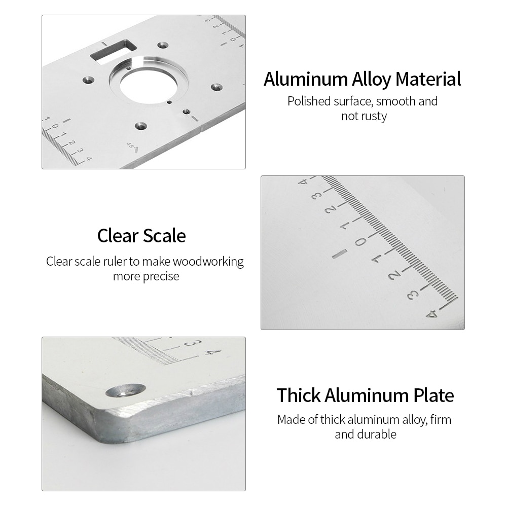Router Table Insert Plate With 4 Rings And Screws Woodworking Machine Accessories for Woodworking Benches Router Table Plate