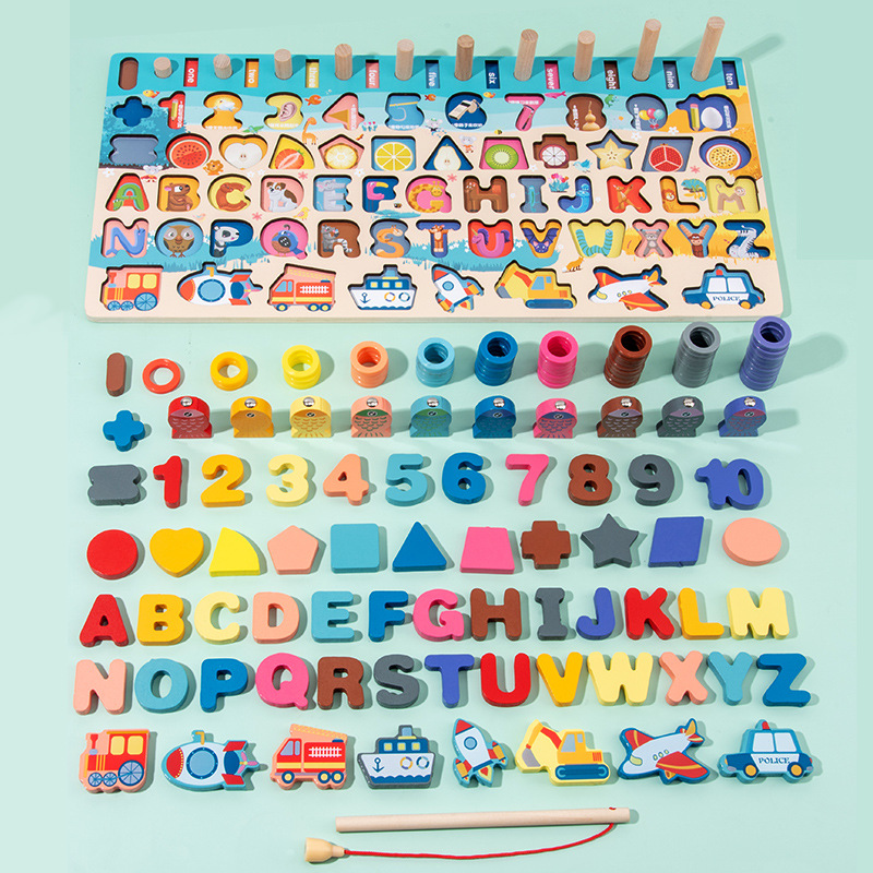 Giocattoli educativi in legno Montessori per bambini scheda matematica conteggio della pesca numeri forma digitale abbinamento educazione precoce giocattoli regalo per bambini