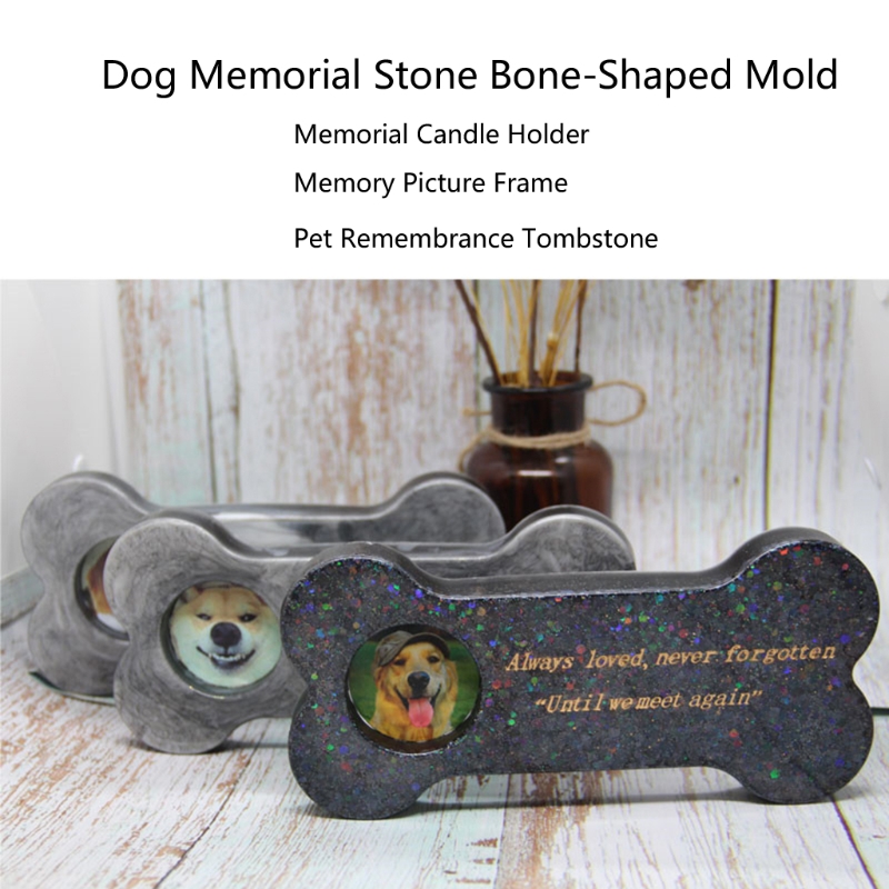 Memorial Pet Bone Tombstone Epoxy Resin Mold Dog Keepsake Gravestone Silicone Mould DIY Crafts Decorations Ornaments Casting