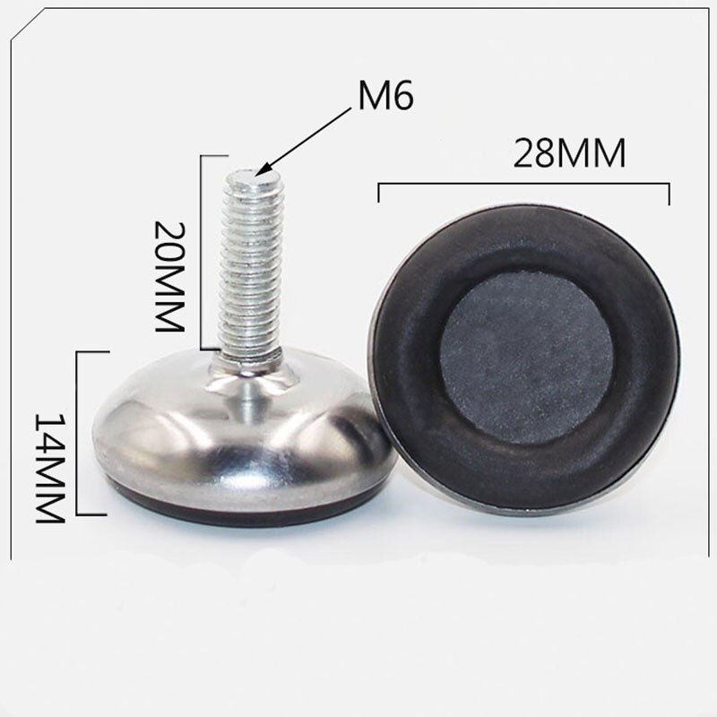 20/8pcs Furniture Legs Feet Protectors Stainless Steel Table Carbinet Legs Feet Hardware Accessories Black M6 Thread