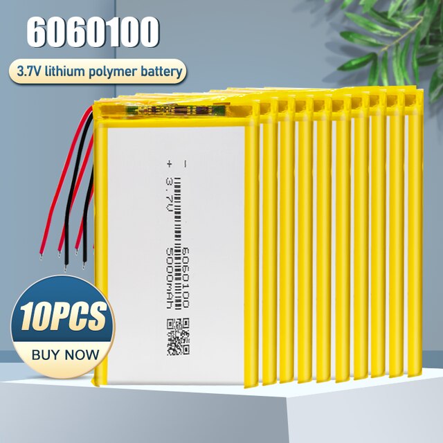 6060100 3.7V 5000mAh batteria ricaricabile ai polimeri di litio batteria agli ioni di litio per GPS PSP DVD pad potenza Banca tavoletta PC prodotto digitale: 10pezzi