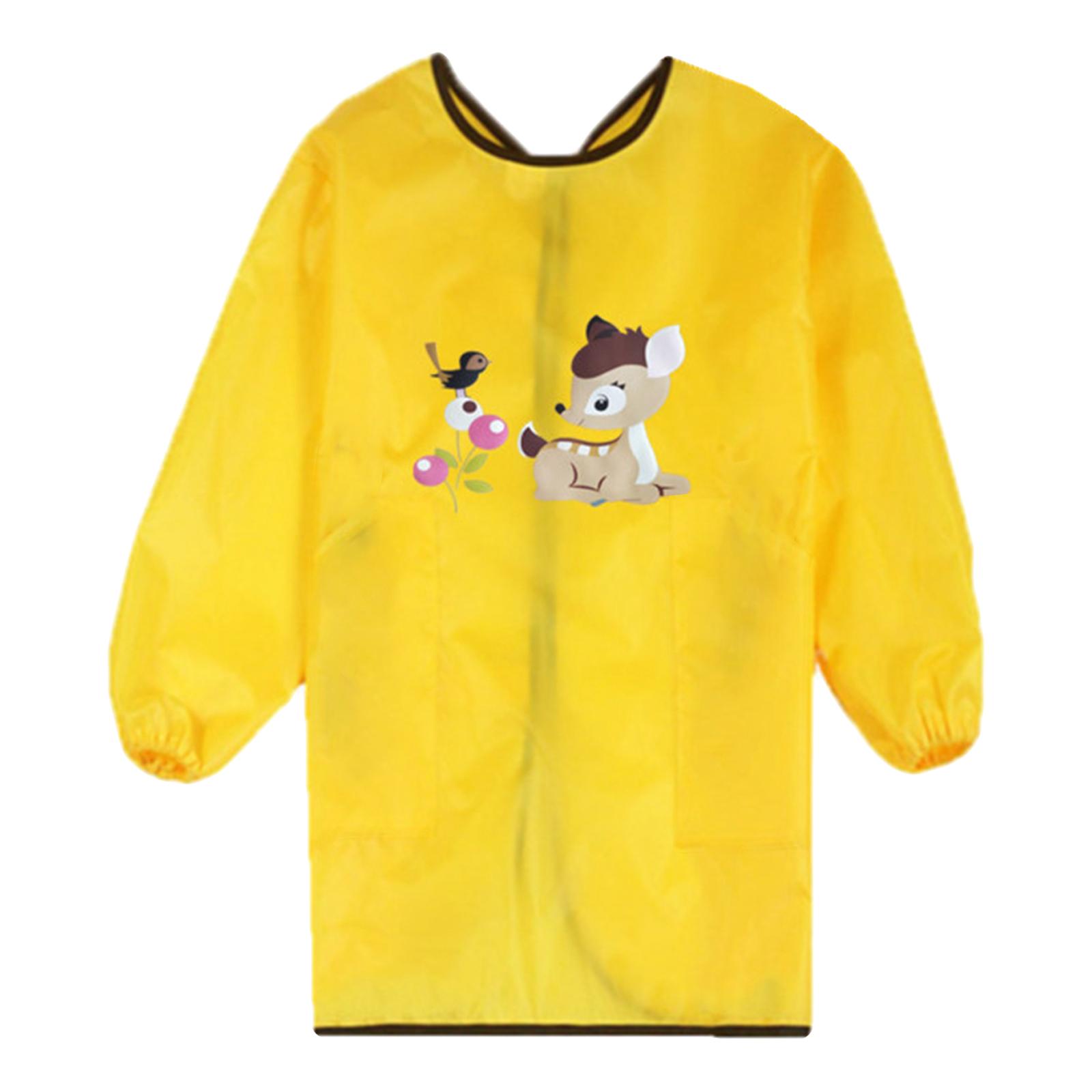 Kids Children Aprons, Craft Art Bib Waterproof Long Sleeve Play Apron Kids Art Smock for Feeding Baking Painting Cooking: Fawn L