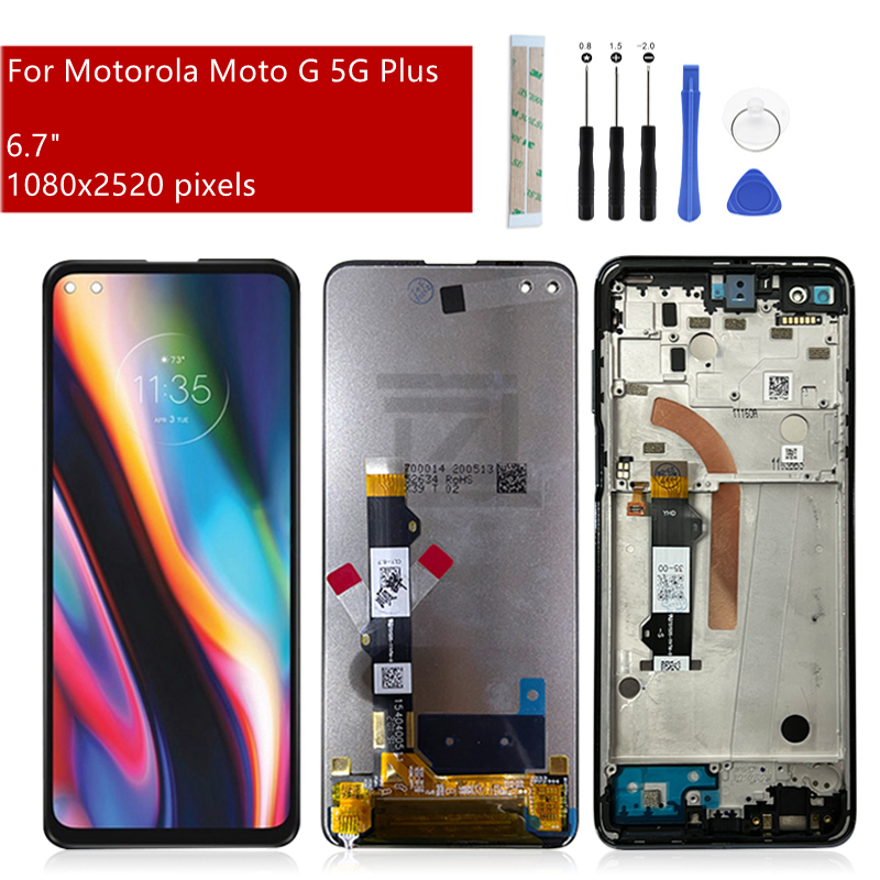 6.7 " för motorola moto  g 5g plus lcd-skärm pekskärm digitaliseringsenhet för moto  g 5g plus skärmbyte reparationsdelar