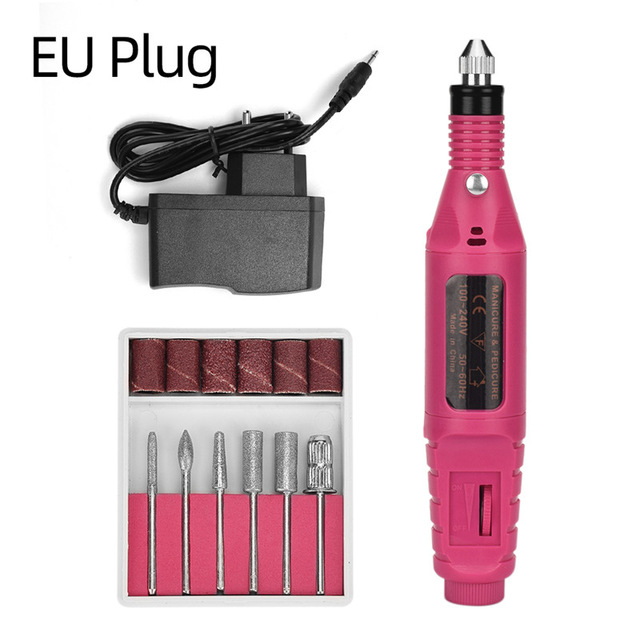 ATOMUS Electric Manicure Nail Machine Drill Bits Milling Adjustable Speed 20000 RPM Gentle Polishing Art Pen Kits: EU Plug