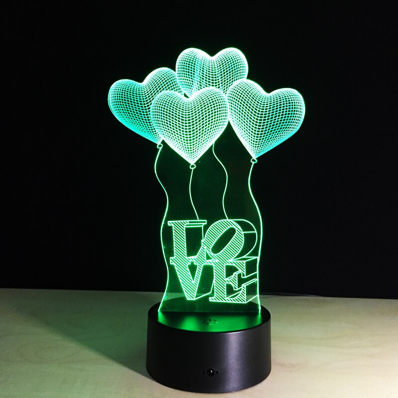 Kleurrijke Tafellamp Liefde Hart Ballon Romantische voor Bruiloft vrouw Liefhebbers Valentine 3D Touch Baby Night Tafellamp