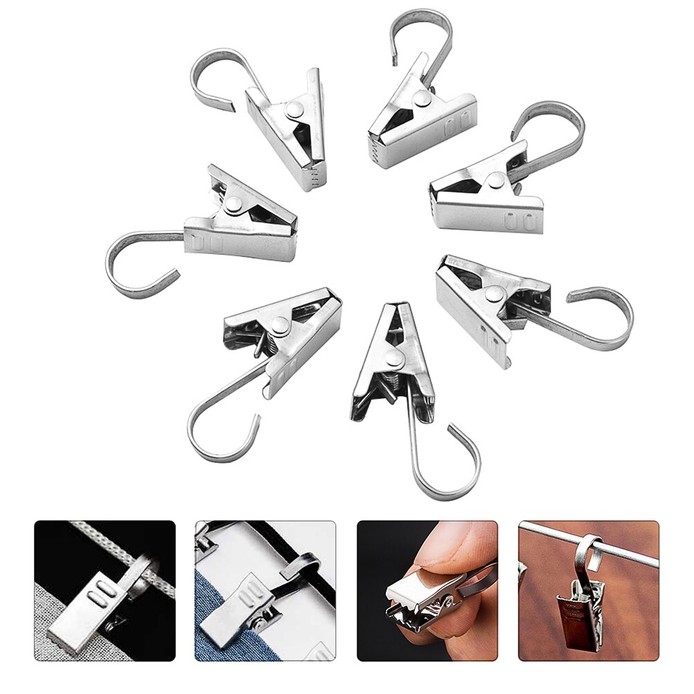 50 Stuks Rvs Gordijn Clips Praktische Gordijn Haken (Staal Kleur)