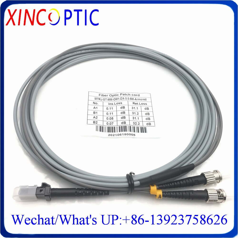 1/2/5/10/15/20M MM OM1 62.5/125 3.0mm Duplex ST-MTRJ Twin Armored MTRJ to STUPC Fiber Optic Patch Cord Cable Connector