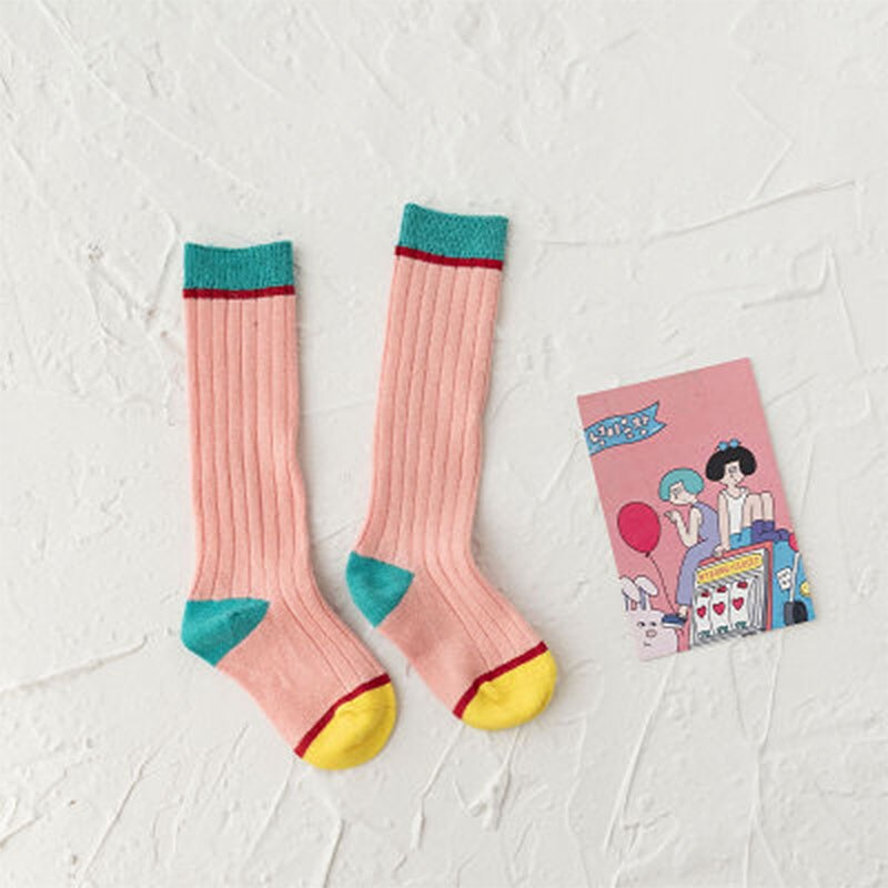 EnkeliBB belle couleur printemps bébé garçons filles coton Tube chaussettes belles couleurs bleu rose enfants chaussettes correspondant: Pink / 2-4Y