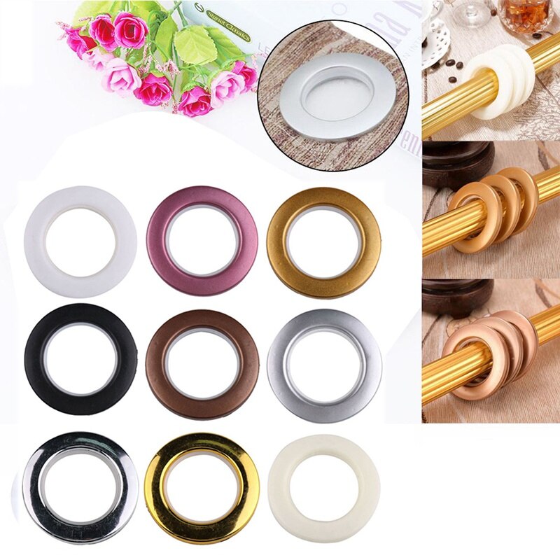 Anneaux en plastique | Accessoires de rideau de décoration de maison de neuf couleurs, œillets de rideau, anneaux de tige Top et à faible bruit