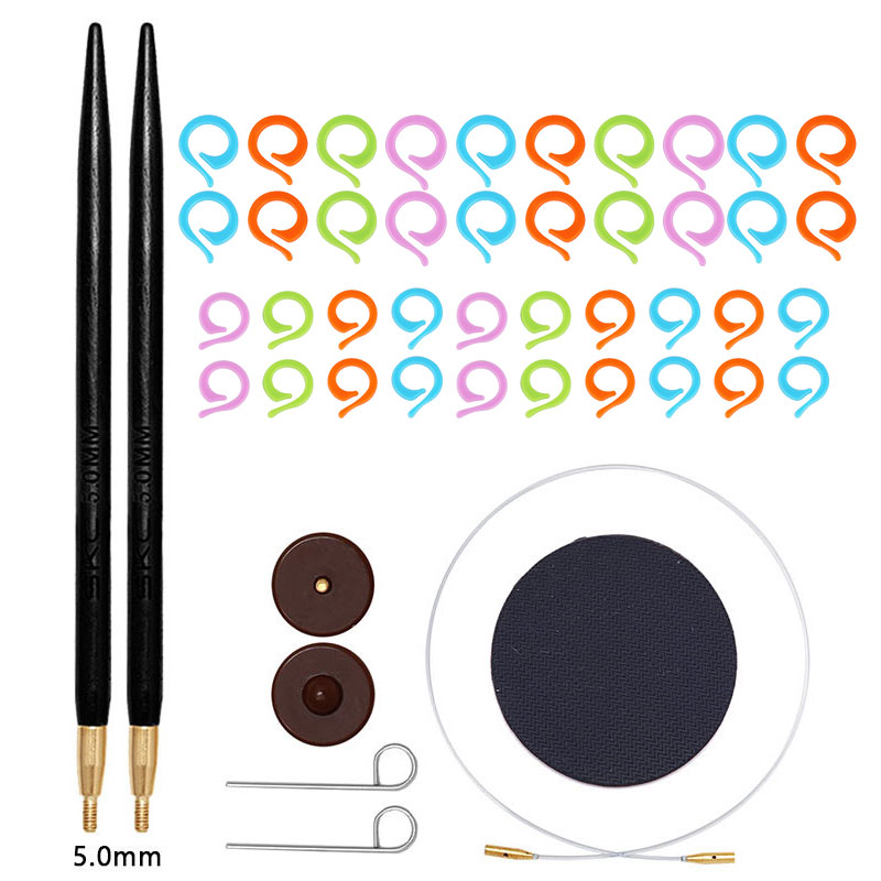 Nonvor Skc Set 60Cm Verbindingslijn Multi-Size Sandelhout Naalden Rondbreinaalden Trui Breien Tools Accessoires: 5.0mm