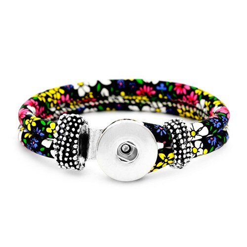 Neue SE0047 Bunte Blumen Weiche Leder schnappen Armreif Armbänder passen 18MM druckknopf schmuck: C