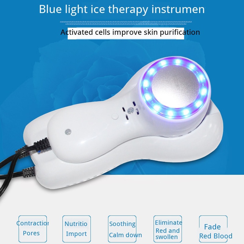 Multifunctioneel ultrasoon koud led blauw licht schoonheidsapparaat facelift vibratie massager huidverzorging lichaamsverzorgingsinstrument