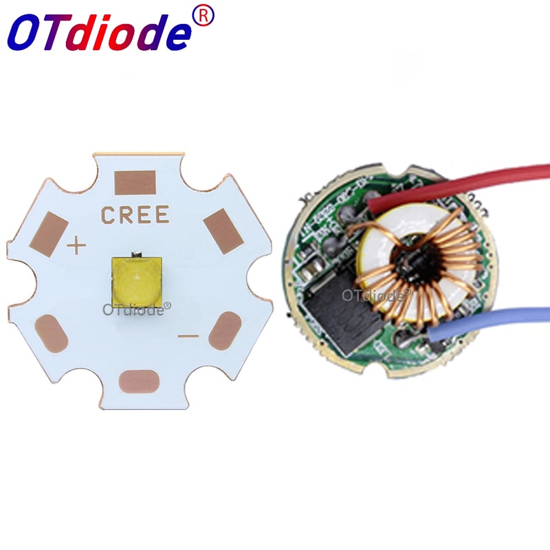 Cree xpl 2 xpl 2 10w høyeffekts ledet emitter kjølig hvit diode 16/20mm pcb +17mm/22mm dc3.6v sjåfør til sopt lommelykt deler gjør det selv