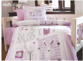 Rabbit Purple Flannel Baby Duvet Cover Set 4 Pcs 100% Cotton Flannel Fabric for Winter Use Keeps Warm Newborns Sheet pillow Case