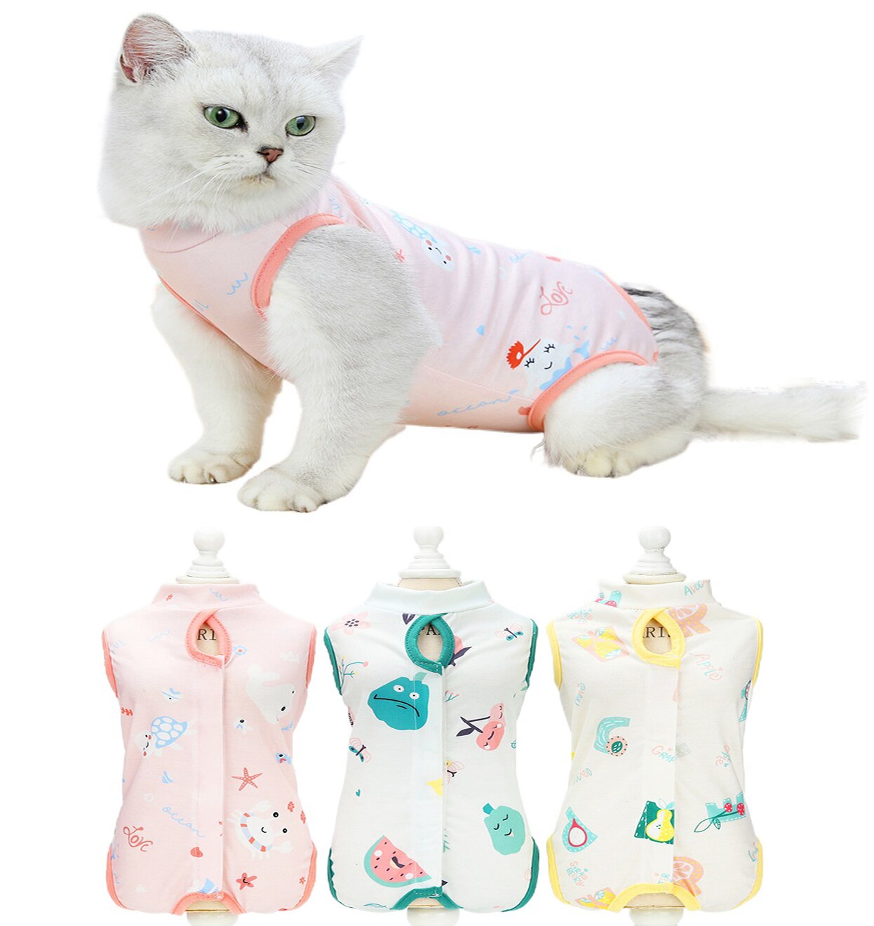 Vêtements de stérilisation pour chat, tenue de chirurgie douce et fine, anti-léchage, garde au , produits de beauté pour animaux de compagnie, costume de récupération pour chat, mignon