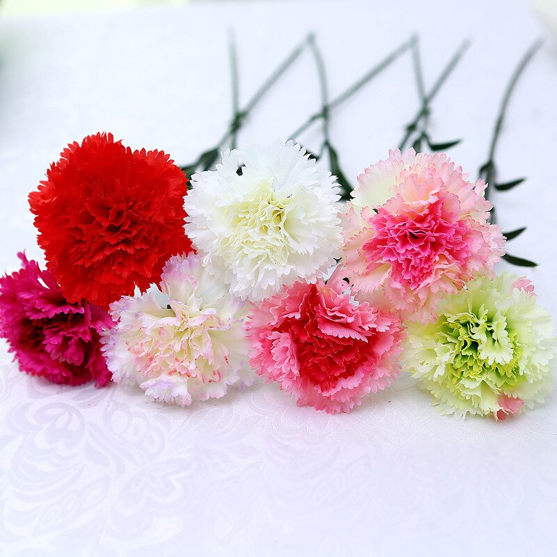 The simulation flower carnation single artificial flower decoration silk flowers on mother's day teacher's day