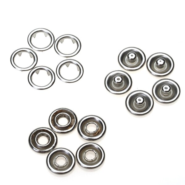 50 Sets Zilver Drukknopen Snap Popper Prong Snap Knoppen Fasteners Gesp Snap Naaien Diy 9.5Mm Kleding Knop