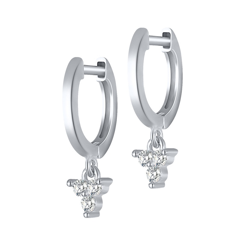 Sinta Mode S925 Sterling Verzilverd Gouden Drie Diamanten Oorbellen Zoete Meisje Oorbellen Vrouw