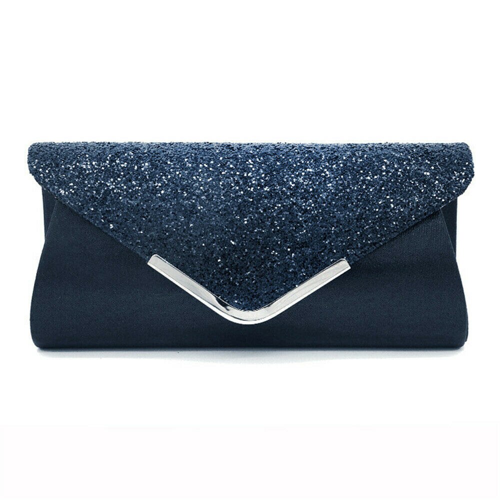 Women Sequins Clutch Handbag Bags Wallets Formal Female Evening Wedding Party Prom Purse Wallet Pouch Bags Hasp Wallets: Navy Blue