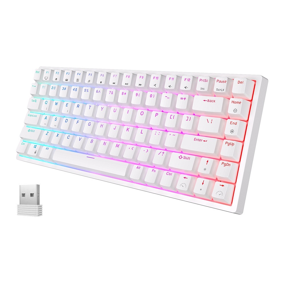 ! RK84 75% RGB Triple Mode Mechanical Keyboard BT5.0/2.4G/USB-C 84 Swappable Bluetooth Wireless Gamer Keyboard