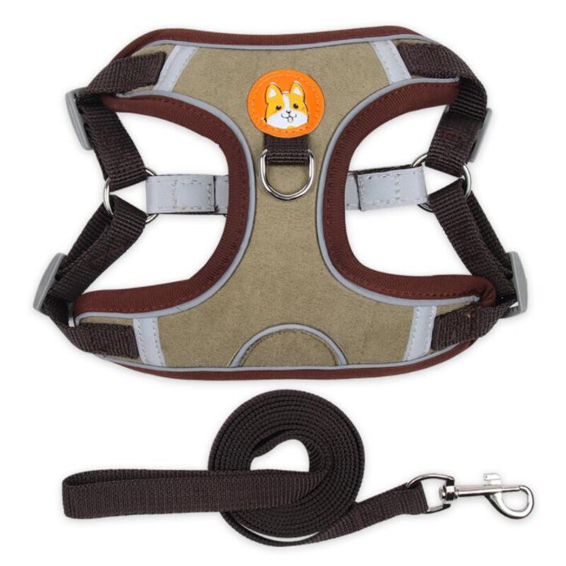 Breathable Small Dog Harness And Leash Cloth Safety Mesh Chest Strap Collar For Kitten Cat Chihuahua Pug Bulldog Cats Vest: Brown / M