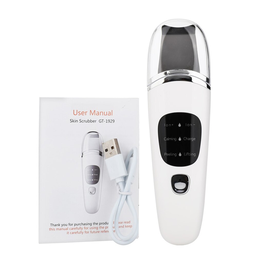 Ultrasonic Skin Scrubber Deep Face Cleaner Machine Dirt Blackhead Removal Facial Lifting Peeling Reduce Wrinkles Skin Scrubber: type 1 white no box