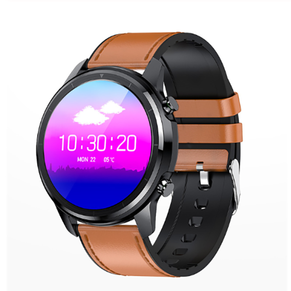 LEMFO montre intelligente fréquence cardiaque pression artérielle oxygène plein rond HD écran tactile 360*360 affichage météo Smartwatch affaires: black brown