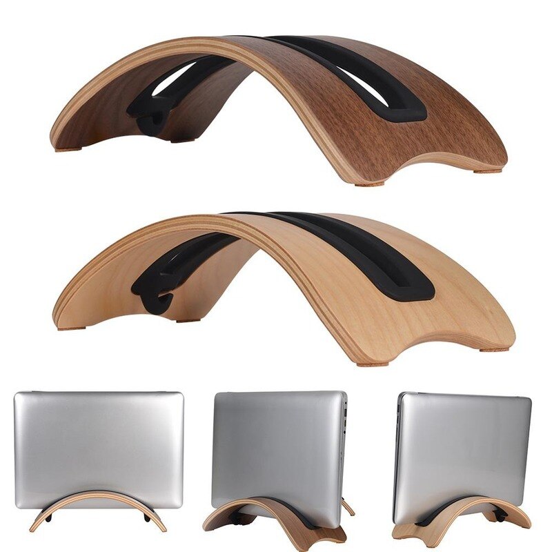 Alta qualidade samdi de madeira vertical desktop portátil suporte dock para macbook ar