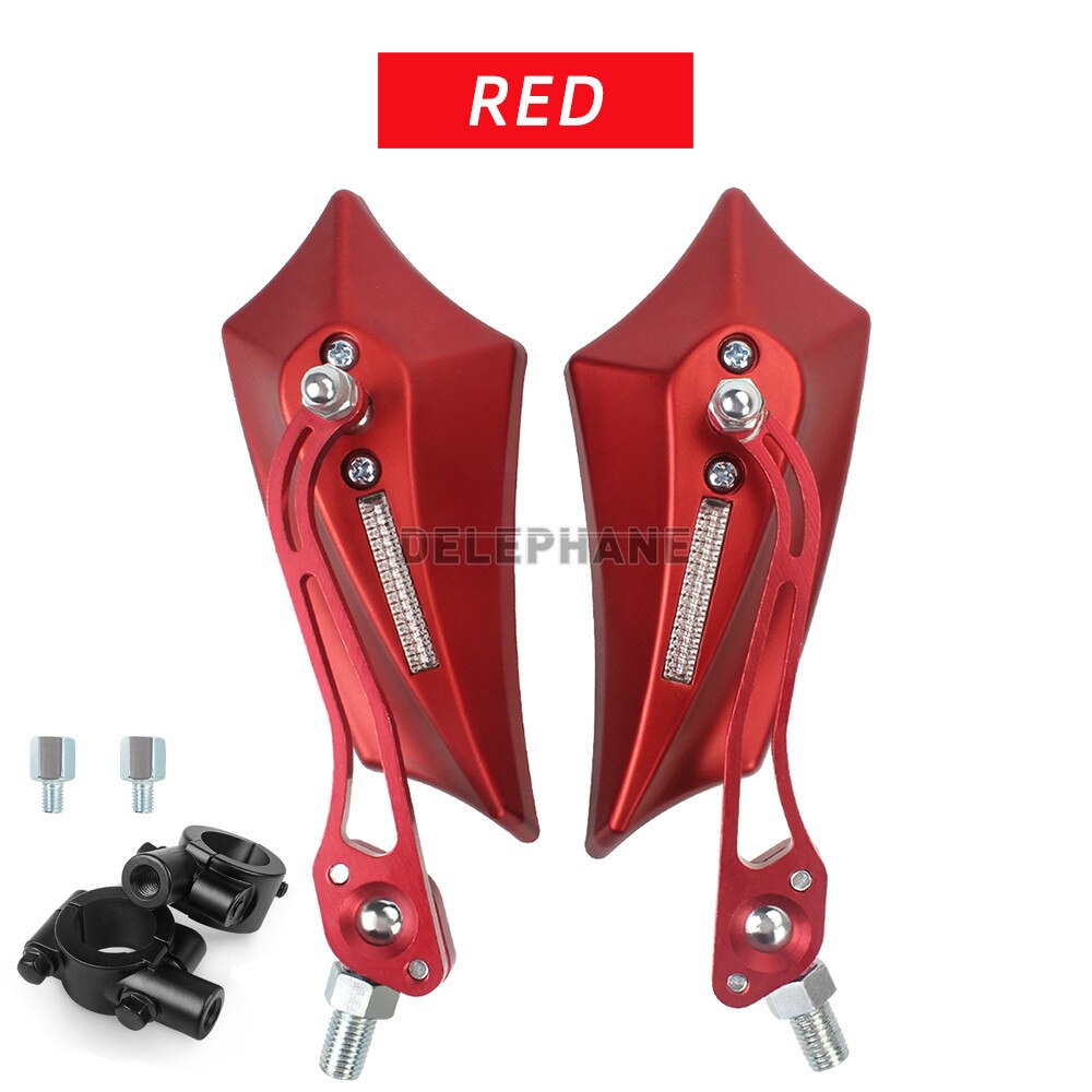 Bicycle Rearview Mirrors with 10mm Adaptor 7/8&quot; Handlebar Side Mirrors for Mountain Bike Electric Bicycle Dirt Bike Scooter Moto: Red