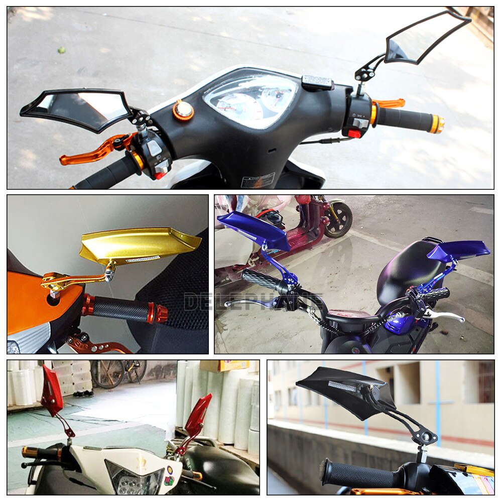 Bicycle Rearview Mirrors with 10mm Adaptor 7/8&quot; Handlebar Side Mirrors for Mountain Bike Electric Bicycle Dirt Bike Scooter Moto