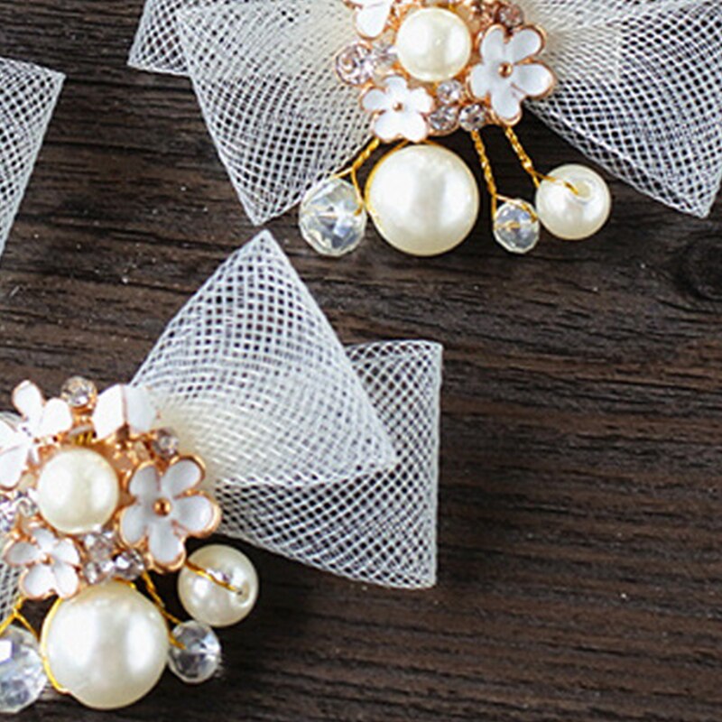 Horquilla de lazo de malla de para niña, accesorios para el cabello, horquilla nupcial, horquillas para el pelo, tocado de perla, joyería para el cabello con lazo