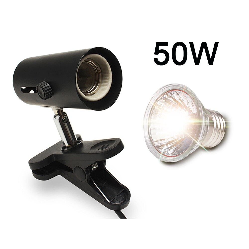 Reptil Lampe Bausatz mit Clip-auf Keramik Licht Halfter Schildkröte Aalen UV Heizung Lampe einstellen Schildkrözehn Eidechse Beleuchtung 220V UVA + UVB 3,0: Schwarz und 50W Lampe