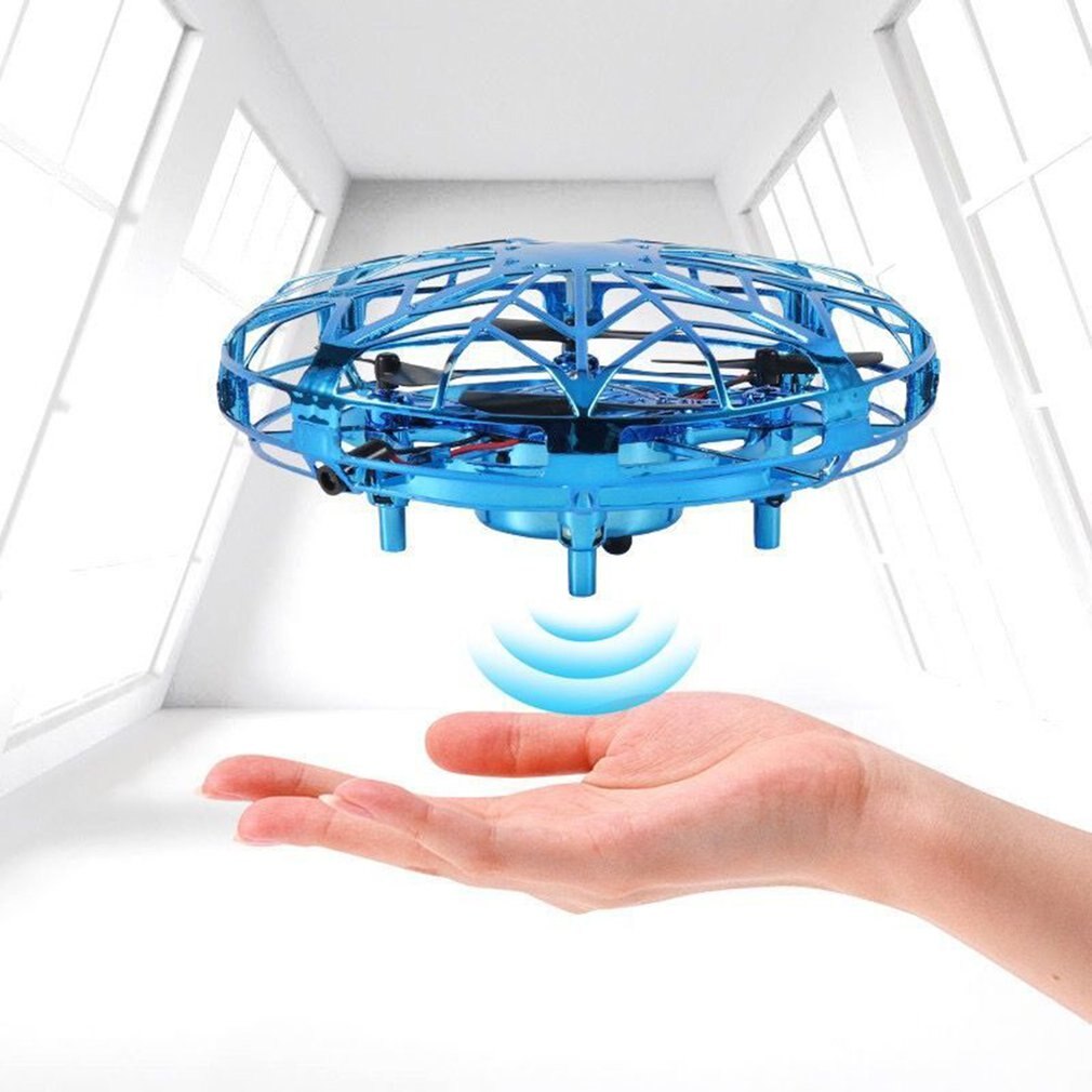 Induktion Fliegende Untertasse Ufo Uhr Fernbedienung Blau Vier Achsen Flugzeuge kinder Hubschrauber Infrarot Hand Sensor